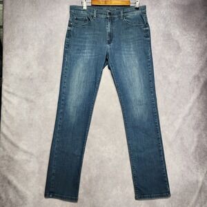 Mott and Bow Slim Fit Jeans Mens 34x32 Blue Denim Stretch Zipper Fly